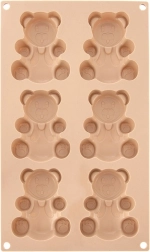 Siliconen bakvorm voor koekjes en muffins beren 30 × 17,5 × 2 cm, beige