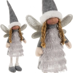 Kerstdecoratie fee/engel in grijs 40 cm