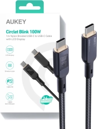 USB‑C-kabel Aukey met LED-display en gevlochten oppervlak