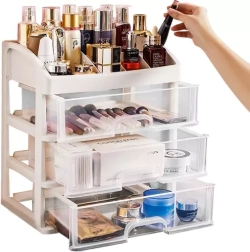 Universele kunststof organizer voor cosmetica en accessoires met 3 laden