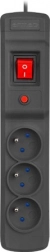 Overspanningsbeveiligde stekkerdoos ARMAC M3, 1,5 m, zwart, 3 stopcontacten