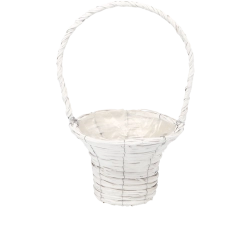 Wit rieten mandje als plantenpotomslag 26 × 46 cm