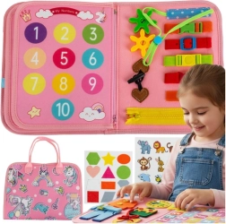 Kruzzel manipulatief sensorisch Montessori-boek roze (eenhoorn) - 1 stuk