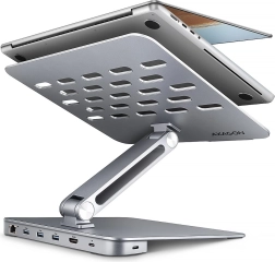 Axagon HMC-STND aluminium 7-in-1 USB-C hub met standaard voor laptops 10–16", HDMI 4K/60 Hz, 3x USB-A, GLAN, PD 100 W, 60 cm kabel