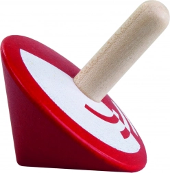 Houten draaiende tol rood