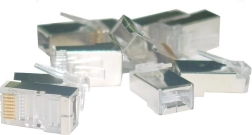 Afgeschermde RJ45-connector categorie 6, universeel voor massieve en soepele kabel, 8P8C, 100 stuks