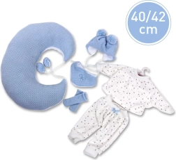 Poppenkleding NEW BORN LLORENS 40–42 cm – 5‑delige set met voedingskussen
