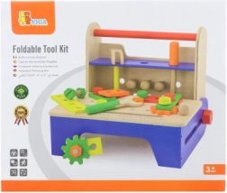 Houten schroefset met gereedschap en opklapbare werkbank