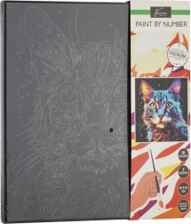 Schilderen op nummer op zwart canvas – kat