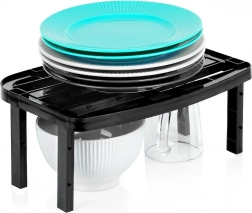 Keuken stapelbaar rek, zwart, verstelbare hoogte 31 × 22 × 14,5/11,5 cm