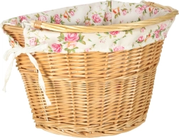 Rieten voordragermand met bloemige voering en click-snelsluiting