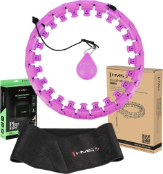 Massage slimme hoelahoep met gewicht HMS HHW12 Plus Size + neopreen afslankriem BR163, paars