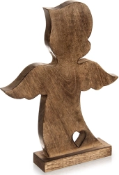 Houten kerstfiguur engel van mango 38,5 cm