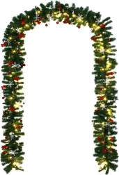 Verlichte kerstguirlande met LED, 2,7 m, met versieringen