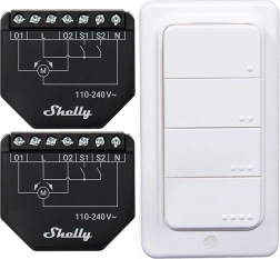 Set slimme Shelly Shutter-controllers (2 stuks) + BLU RC Button 4 afstandsbediening