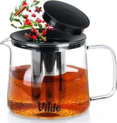 Glazen theepot met roestvrijstalen infuser 1,5 l Vilde