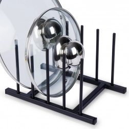 Metalen rek voor deksels en borden, zwart 19,5 × 12,5 × 12 cm