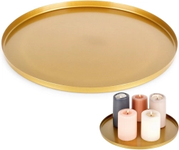 Metalen goudkleurig dienblad voor kaarsen en decoraties 30 cm