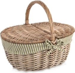 Rieten picknickmand met deksel 42 × 32 × 35 cm