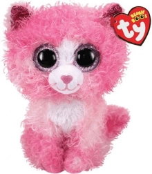 TY mascotte roze kat met krullende vacht Reagan 24 cm