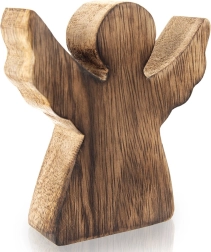 Houten kerstfiguur engel van mangohout 10 cm