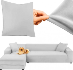 Lichtgrijze elastische beschermhoes voor bank RUHHY 145-185 cm