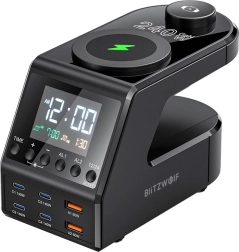 Wekker met oplaadstation BlitzWolf BW-FW10, 2× USB‑A, 4× USB‑C, 240 W