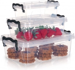 Set voedselbewaarbakjes met deksel 0,6/1,2/2 l – 3 stuks