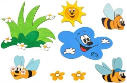 Houten decoratie weide en bijtjes DoDo