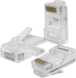 Stekker RJ45 CAT6 UTP Pass Through met vergulde contacten, 100 stuks