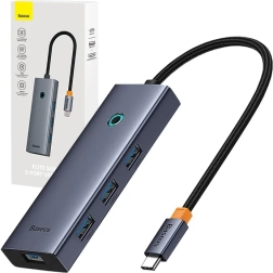 USB‑C-hub 5-in-1 BASEUS UltraJoy met HDMI 4K en 4× USB 3.0 grijs