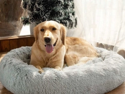 Pluchen mand voor katten en kleine honden 50 cm – Grijs