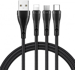 Oplaadkabel 3‑in‑1 USB naar USB‑C / Lightning / Micro USB 1,2 m zwart Mcdodo