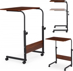 Laptoptafel met wieltjes - bijzettafel voor bank of fauteuil donkerbruin ModernHome