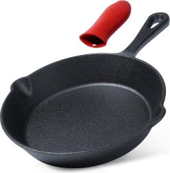 Gietijzeren pan met siliconen handgreephoes 20 cm