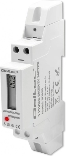 Enkelfasige elektronische DIN-rail energiemeter 230V 30A met LCD