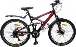 Mountainbike MalTrack 26" staal, zwart‑rood‑zilver