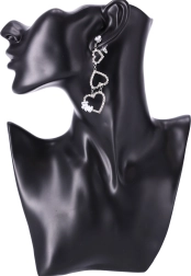 Lange oorbellen met hartjes - zilver