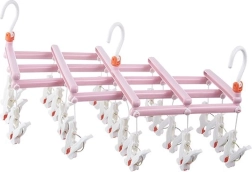 Opvouwbare wasrekhanger met wasknijpers, 19 knijpers, roze