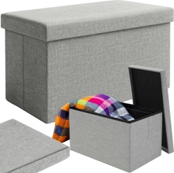 Opvouwbare poef met opbergruimte RUHHY grijs 60 × 30 × 30 cm