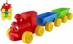 Kleurige plastic trein met wagons 60 cm