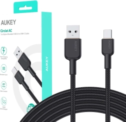 aukey usb-a naar usb-c kabel 1 m, gevlochten, 60 w power delivery