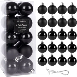 zwarte onbreekbare kerstballen 4 cm, set van 20 stuks