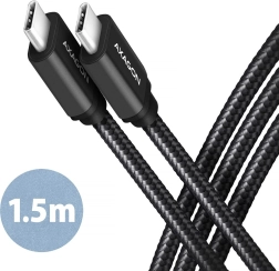 USB-C naar USB-C Kabel 1,5m PD 60W 3A zwarte vlecht