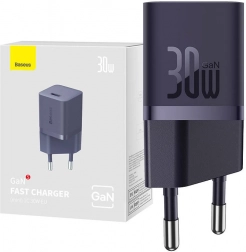 Baseus miniatuur netlader GaN 30 W USB‑C (paars)