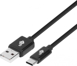 USB-kabel USB-C 3 m zwart gevlochten