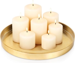 Gouden metalen dienblad voor decoraties en kaarsen 32 cm