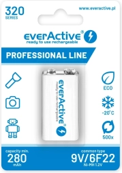 everActive-accu 9V 320 mAh Ni-MH klaar voor gebruik