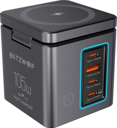 BlitzWolf GaN netlader 105 W met USB-A, 3× USB-C en draadloos opladen