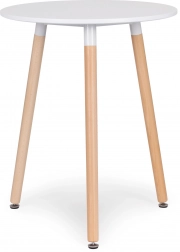 ModernHome Scandinavische ronde tafel 60 cm, wit blad en beukenhouten poten